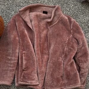32 Degrees Plush Teddy Jacket in Dusty Rose